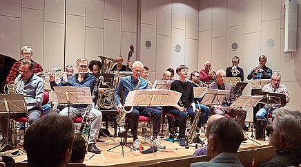 Hannes Zerbe Jazz Orchester Berlin 2022 im Curt-Sachs-Saal des Musikinstrumenten-Museums