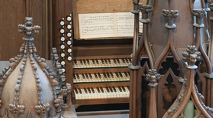 Detail der Orgel aus der Werkstatt von William & John Gray (Bath) für Bathwick, St. Mary's Church, um 1815-1820
