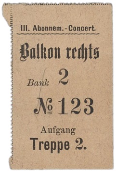 Eintrittskarte zu einem Konzert in der Singakademie Berlin am 02.03.1904