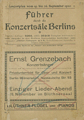 Titel des ersten Heftes des ersten Jahrganges des "Führers durch die Konzertsäle Berlins" 1920