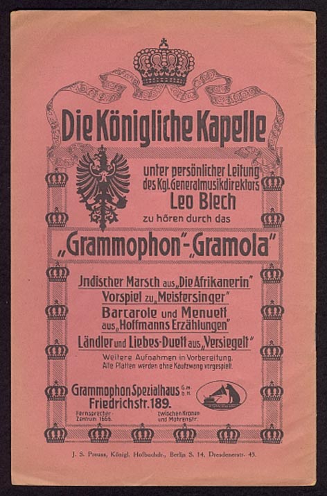 Inserat des Grammophon-Spezialhaus