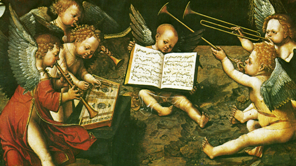 Abbildung einer historische Darstellung von Putten mit Trompeten