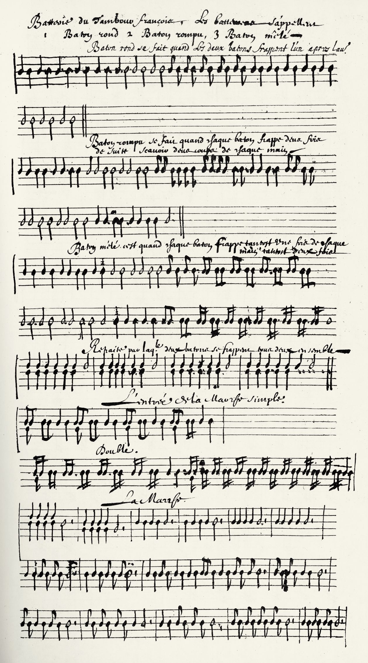 Abbildung "Trommelrhythmen" aus: Marin Mersenne, 1636