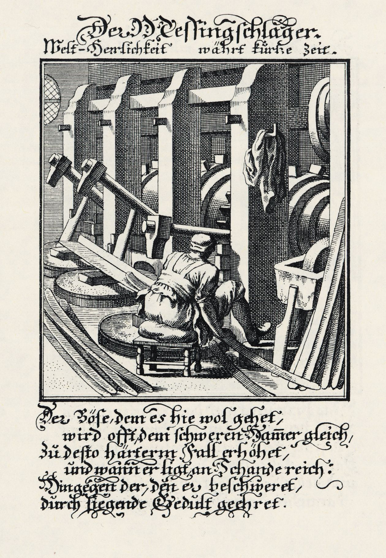 Historische Abbildung eines Messingschlägers (Christoph Weigel, 1698)
